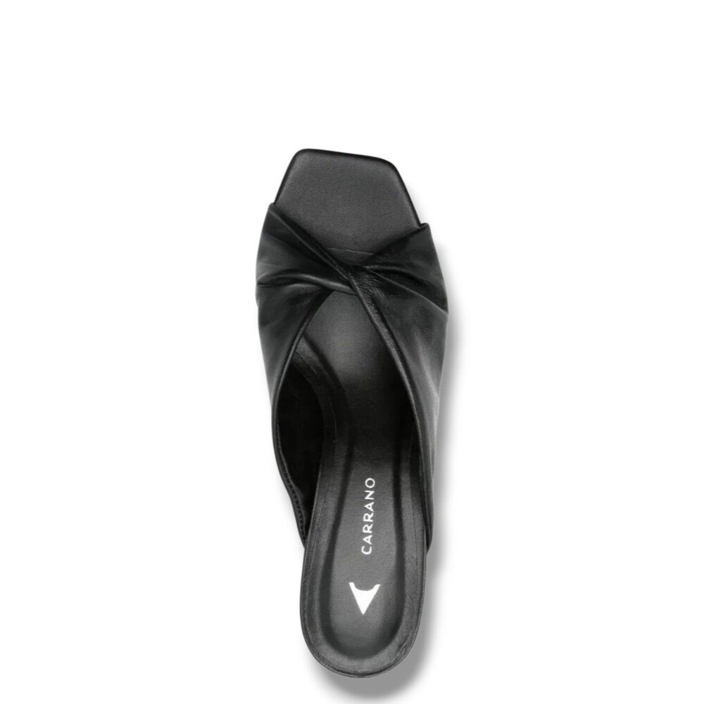 Carrano Black Leather Knot Mule Heels Made In Brazil Size 9